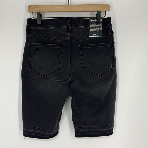 LuLaRoe Shorts Size 28 Charcoal Black Distressed Denim Bermuda Stretch High Rise - Picture 4 of 8